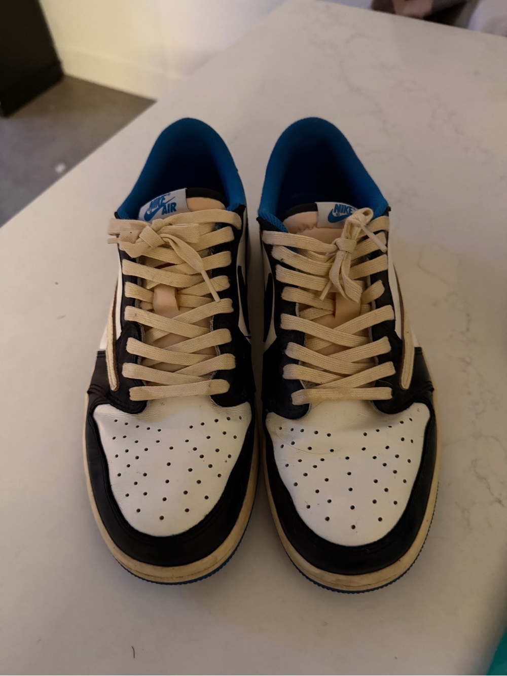 Nike Men’s Low-Top Sneakers in White, Black & Blue
